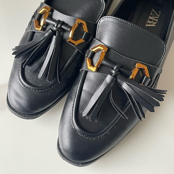 Zara leather tasselled moccasins - Picture 6 of 8